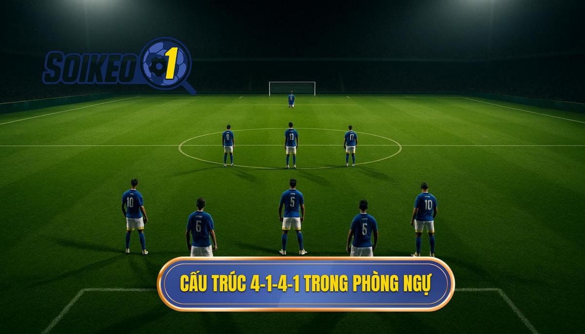 Nền tảng của cấu trúc 4-1-4-1 khi phòng ngự